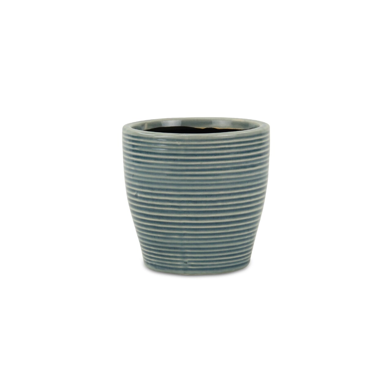 Contemporary Home Living 4.25" Small Blue Rippled Outdoor Planter Pot